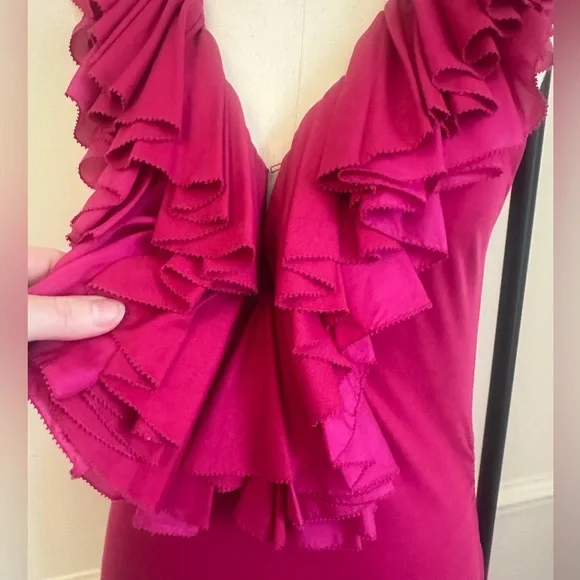 Ralph Lauren Raspberry cotton/silk blend Ruffled Blouse - Picture 3 of 7